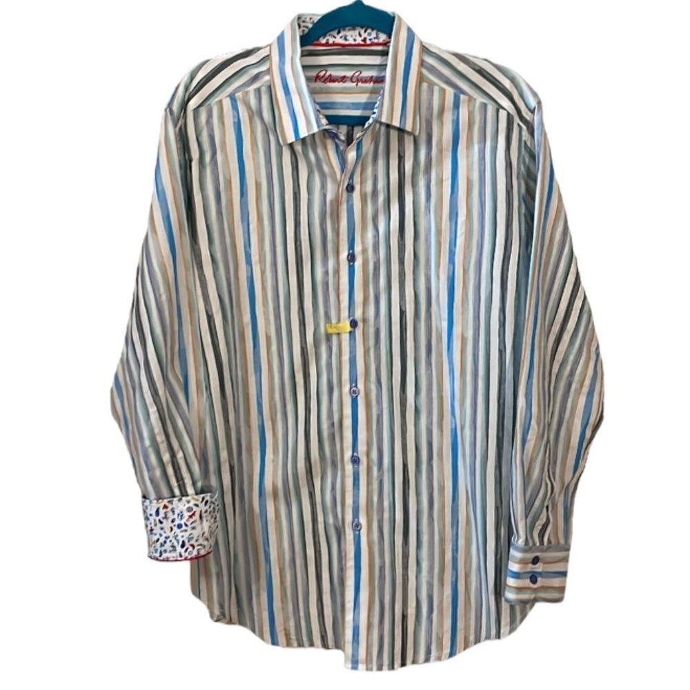 Robert Graham Striped Button Down Shirt Size Large